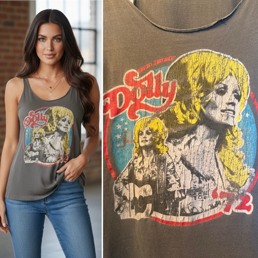 MIDNIGHT RIDER DOLLY PARTON ‘72 VINTAGE RACERBACK TANK SMALL MINT RARE FIND ⚡️